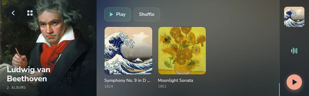 An artist page on the 7.9-inch bar