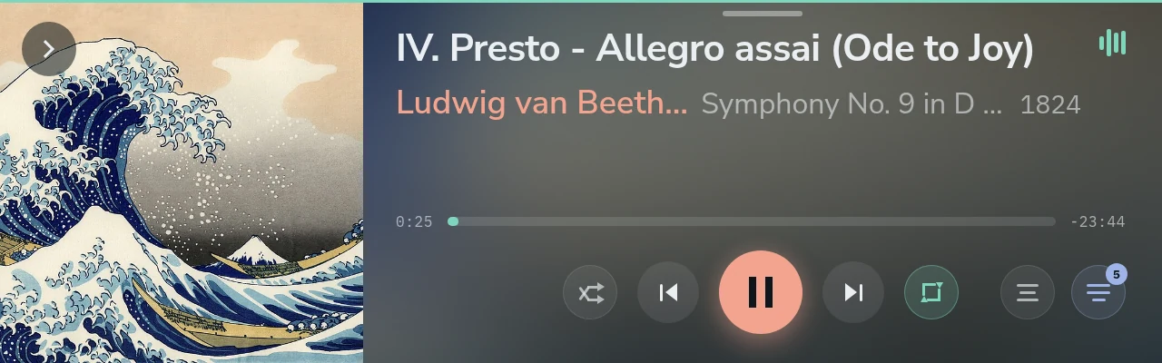 Now Playing on the 7.9-inch bar