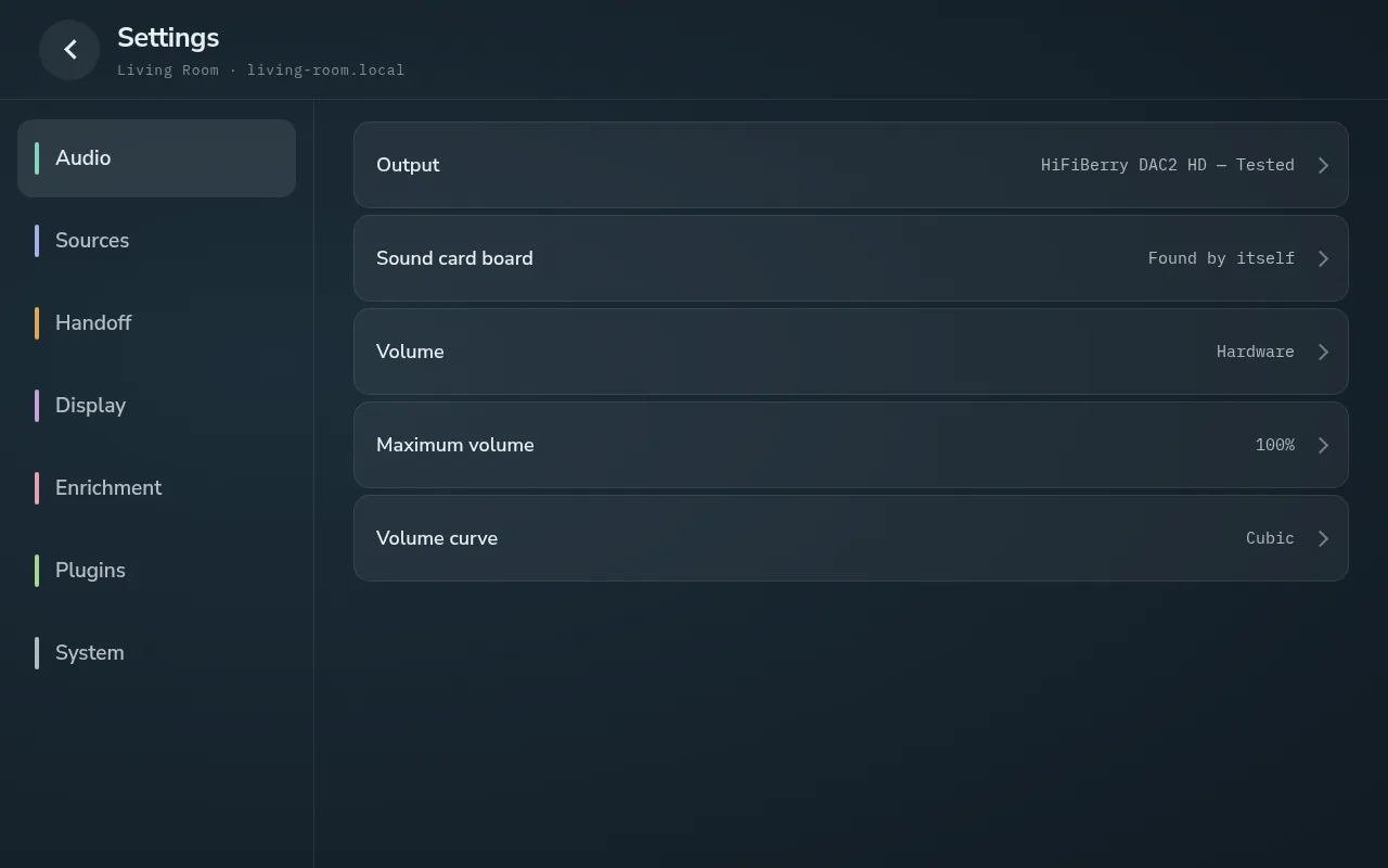 Settings โ Audio on the 10.1-inch panel