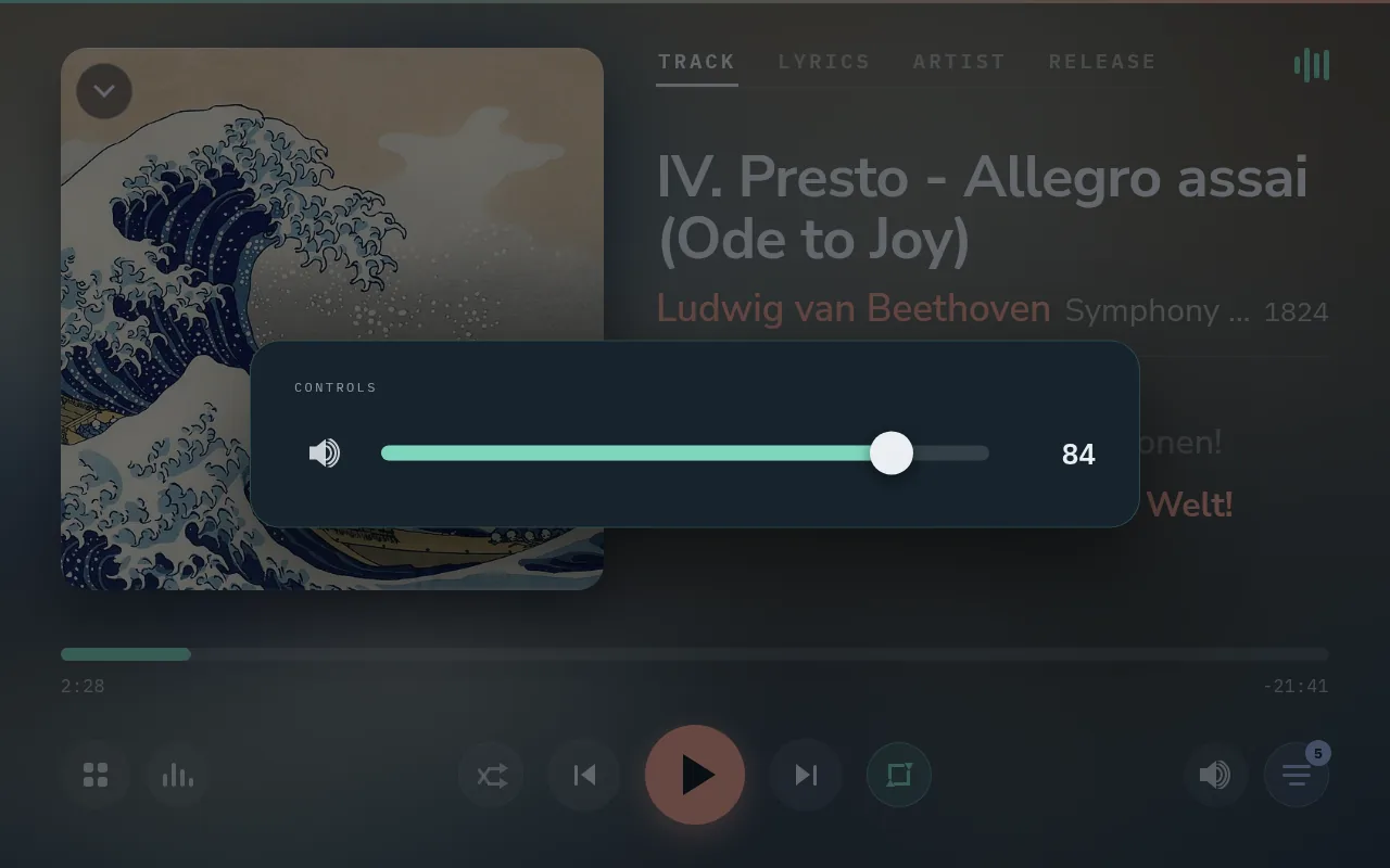 The volume drawer