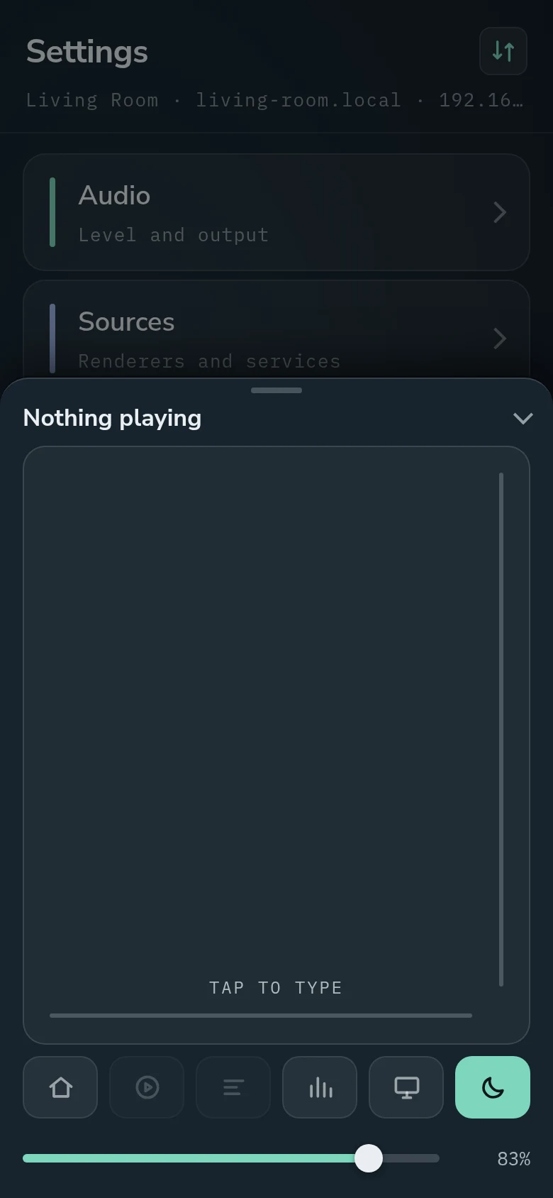 The phone's touchpad over a text field: Tap to type